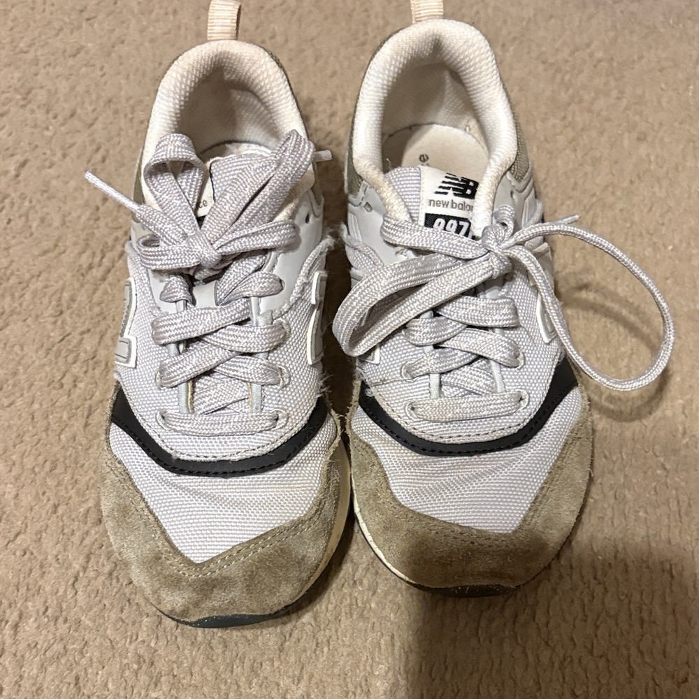 New Balance Kids' White and Tan Sneakers